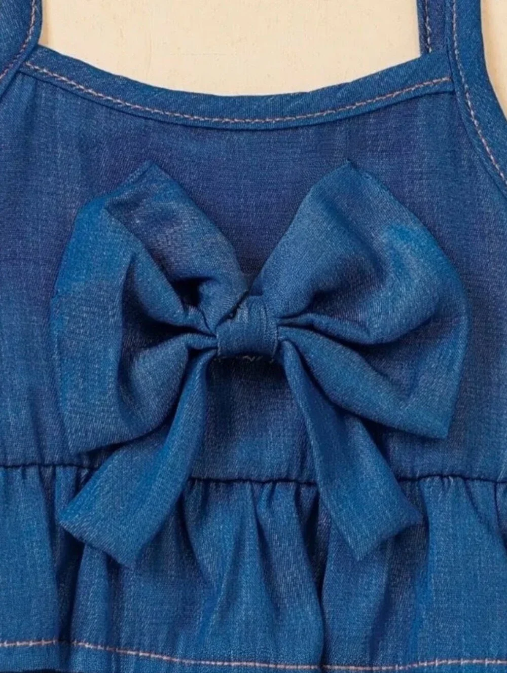 Girls Blue Two-Piece Ruffle Tank and Wide-Leg Pants Set